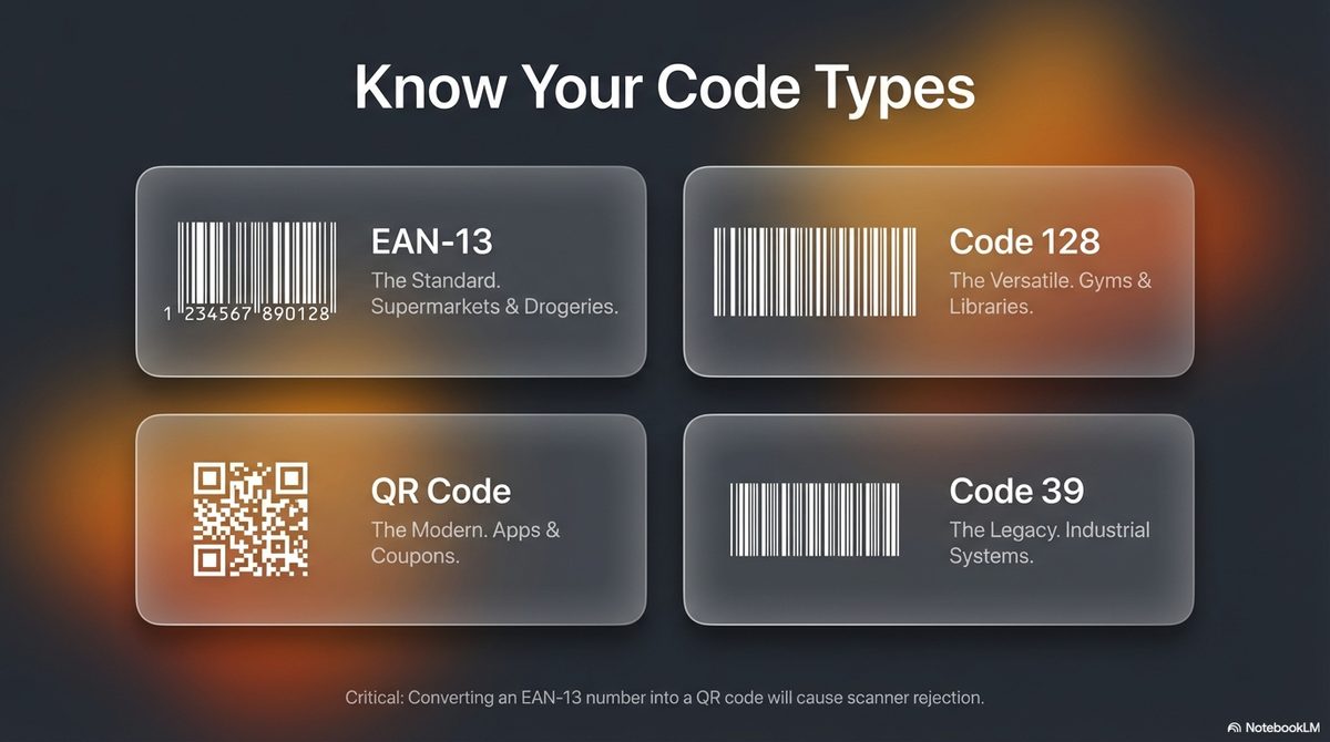 Know Your Code Types: EAN-13, Code 128, QR Code, Code 39